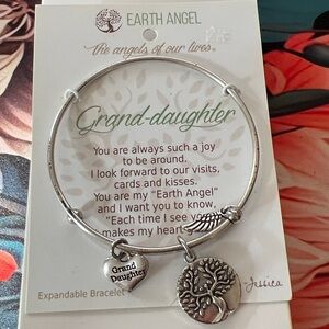 42 Granddaughter Silver Tone Charm Bangle Bracelet with box